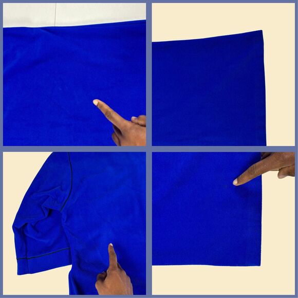 1970s L Vanity Fair nightgown robe, blue/black velour USA vintage womens pajamas - Picture 3 of 7